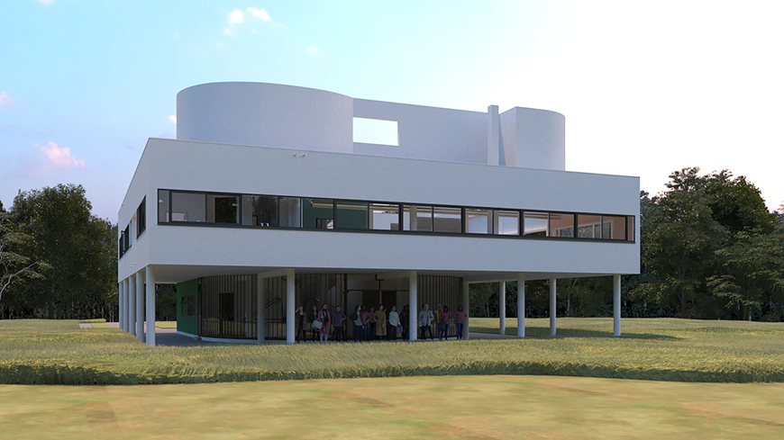 3D exterior and interior rendering of architecture, villa savoye, virtual building, international style virtual museums cultural heritage cultural sites and historical monuments 3D technology Virtual Reality