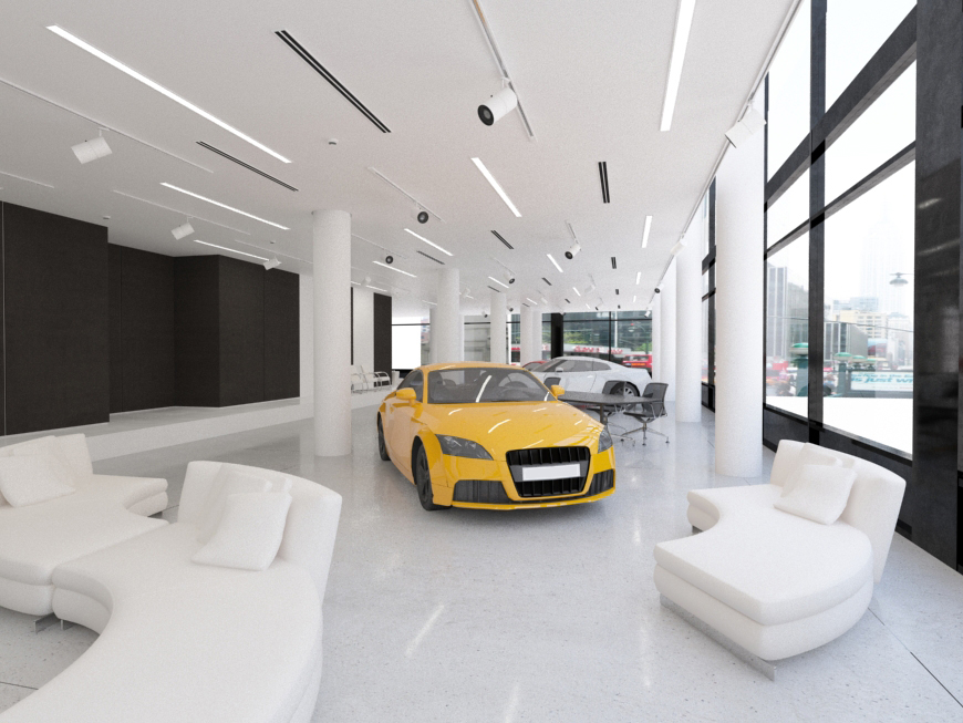 car retail new york  3d rendering 3d design visualization 3d visualization car store design car show