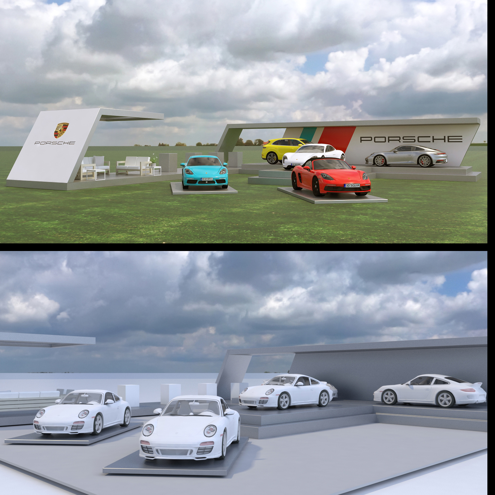 car porshe 3d rendering 3d design visualization 3d visualization car show