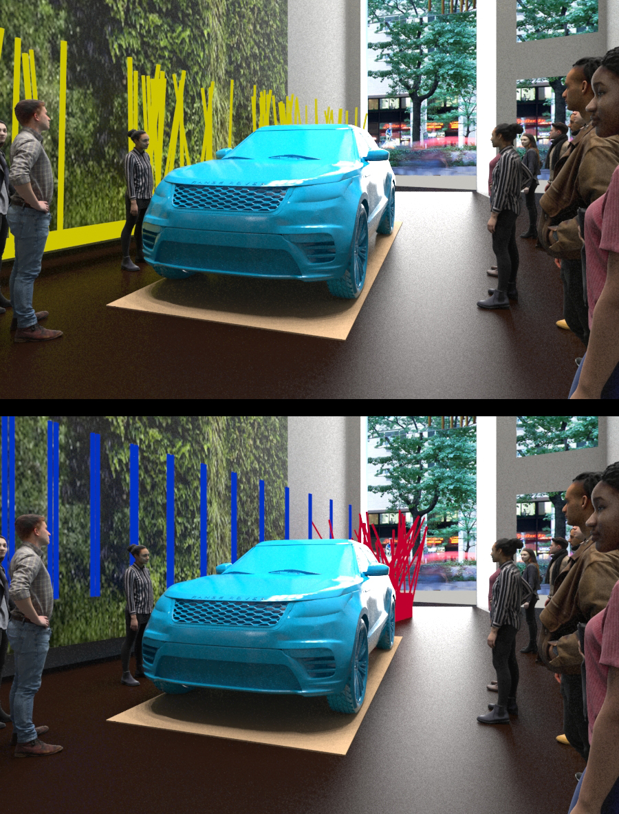 range rover - atrium at lincoln center new york  3d rendering 3d design visualization 3d visualization car event public space